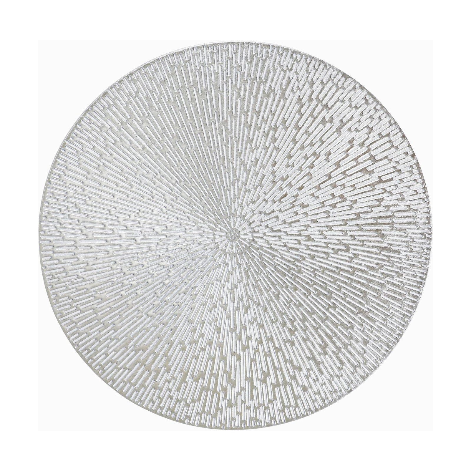 Snowkingdom Silver Placemats Set of 18, 15 Inch Round Metallic Hollow Vinyl Place Mats, Washable Wipeable Non Slip