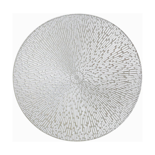 Snowkingdom Silver Placemats Set of 18, 15 Inch Round Metallic Hollow Vinyl Place Mats, Washable Wipeable Non Slip