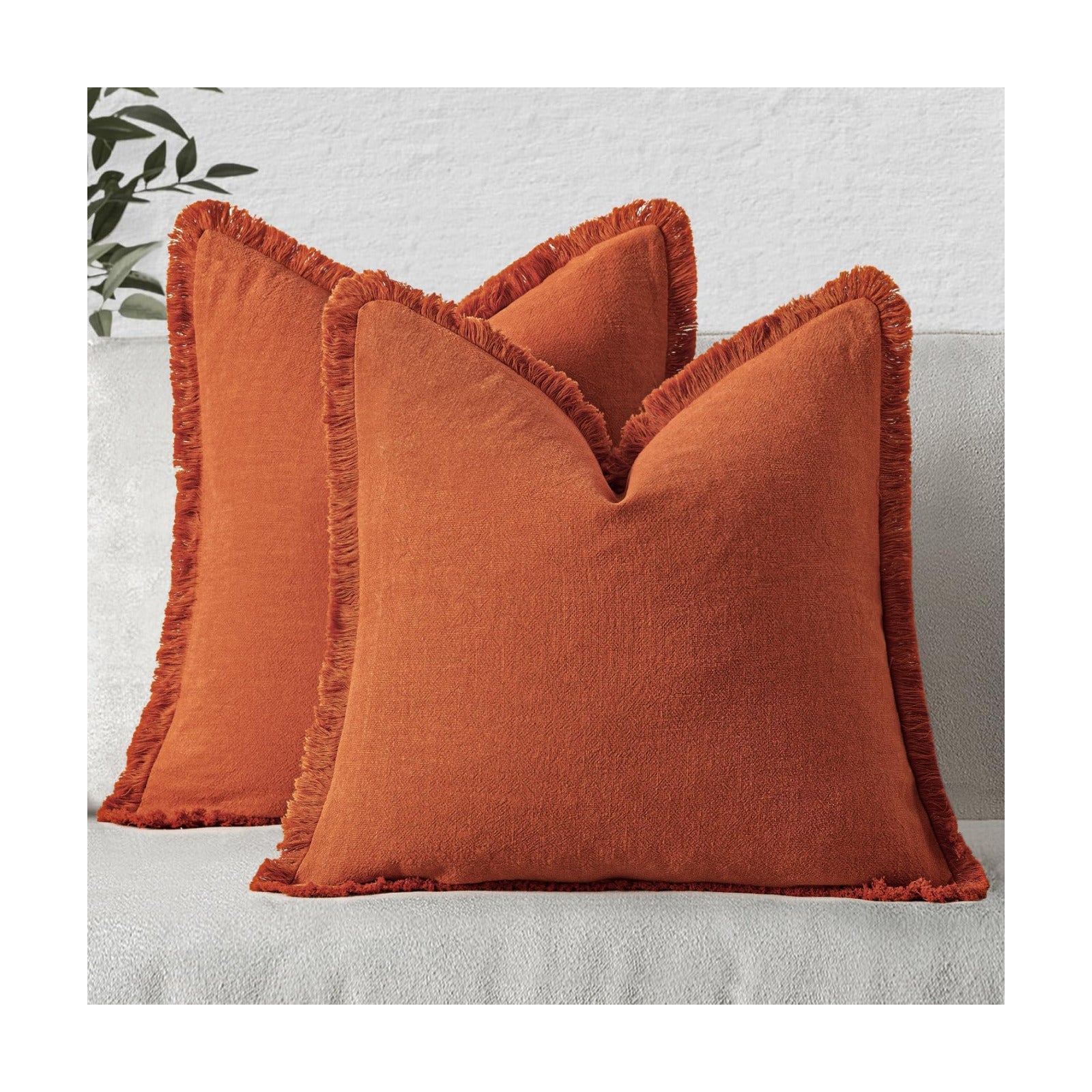 MIULEE Linen Decorative Fall Euro Throw Pillow Covers Burnt Orange 24x24