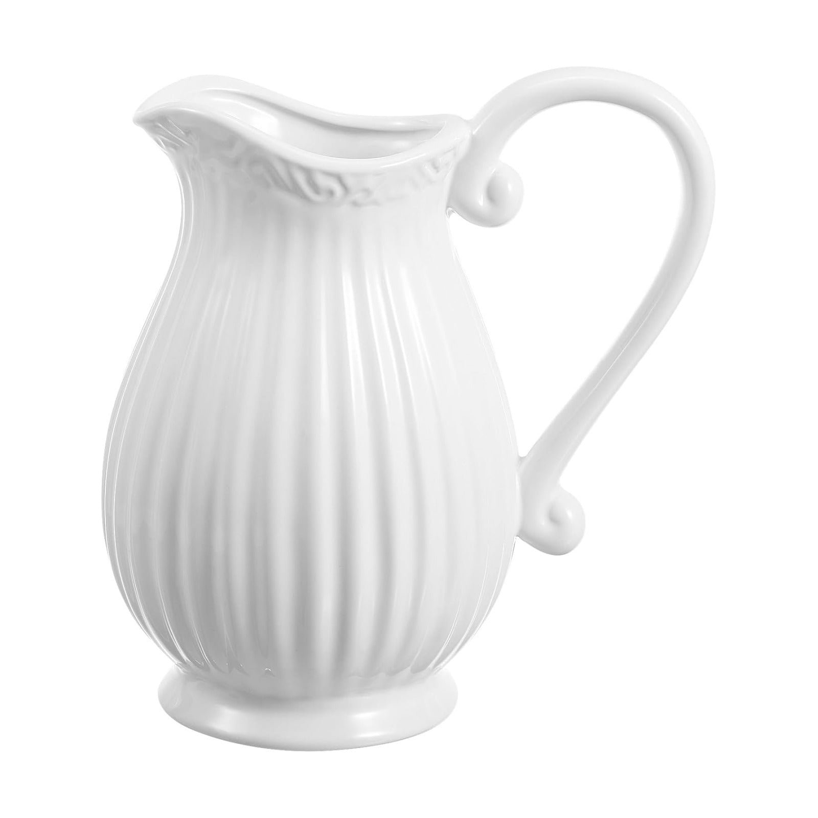 Ceramic Pitcher Vase Striped Porcelain Flower Pot Decorative Dried Flower Vase / 7.87 x 6.69 x 3.14