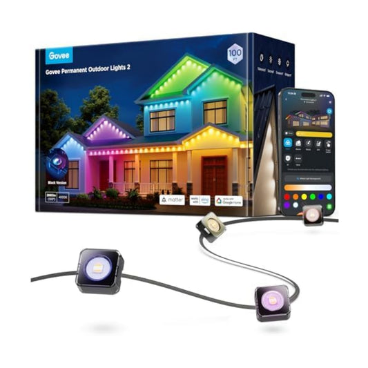 Govee Permanent Outdoor Lights 2, 100ft RGBIC Outdoor Lights with 100 Modes