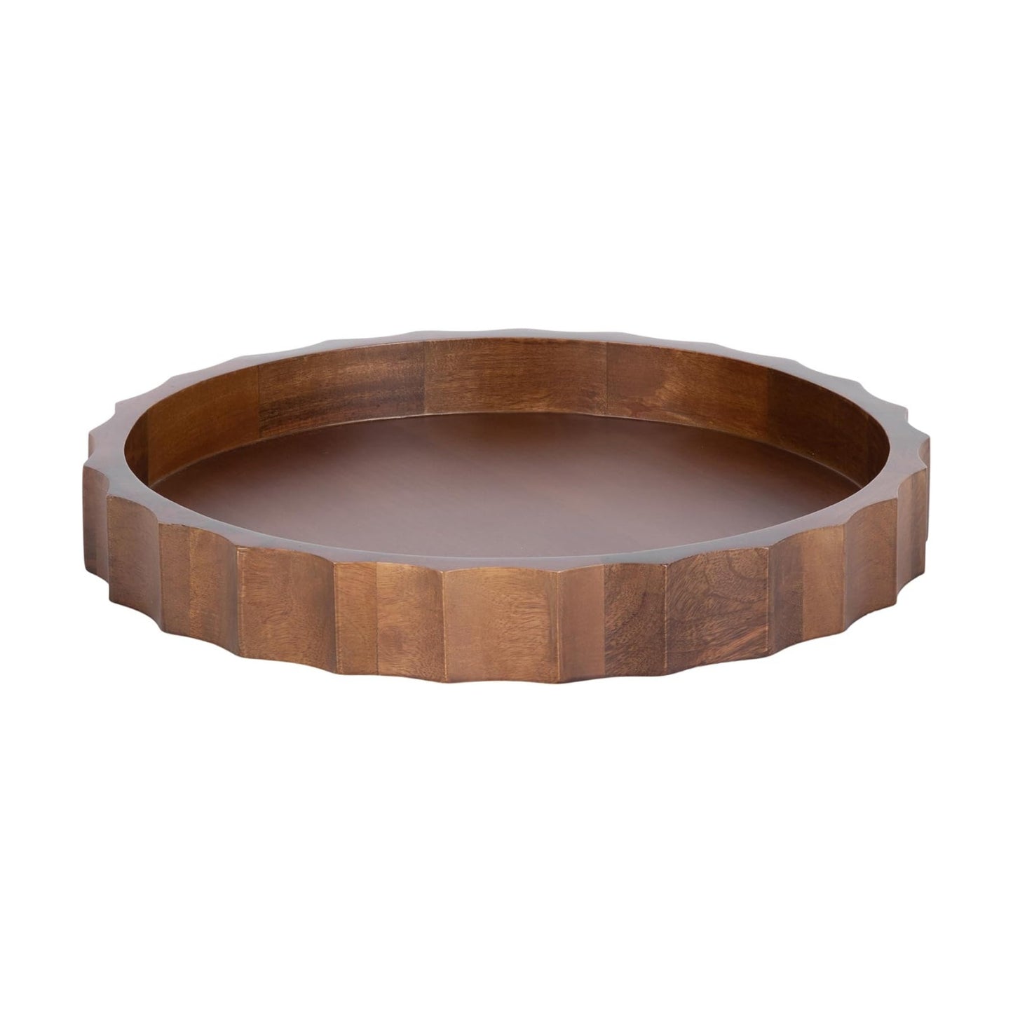 Lissi Decorative Round Tray / Walnut Brown / 15 Inch