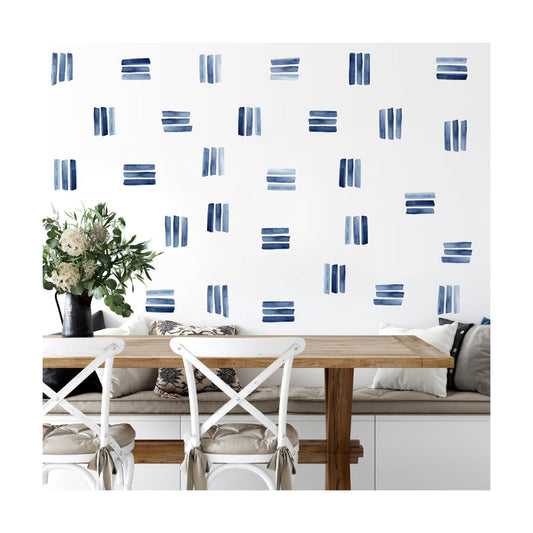 Watercolor Line Wall Decals Modern Wall Art Stickers Peel and Stick / Watercolor Blue Wall Sticker