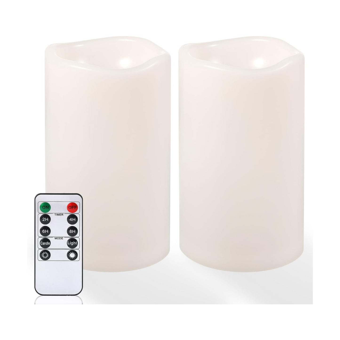 NURADA 6" x 4" Large Outdoor Flameless Candles - Waterproof LED Pillar Flickering Candle Battery Operated with Timer