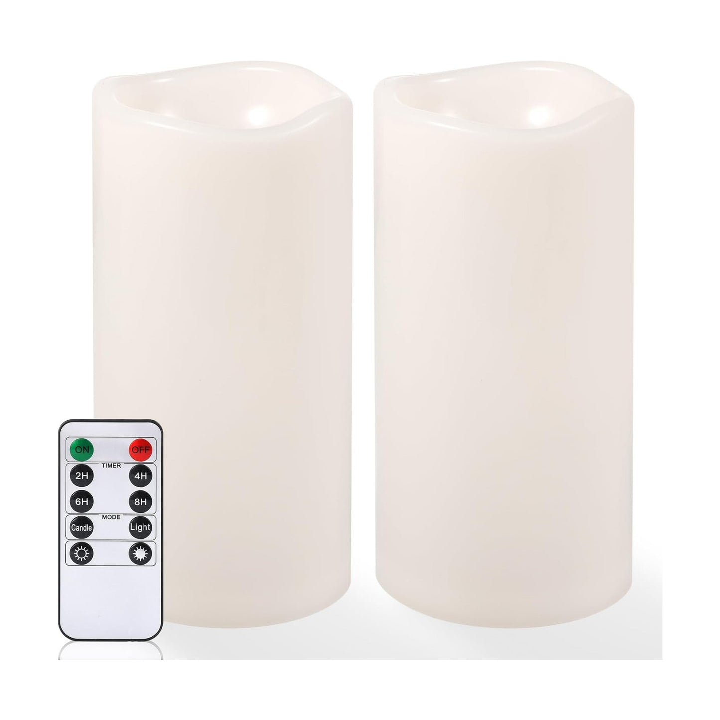 NURADA 8" x 4" Large Outdoor Flameless Candles - Waterproof LED Pillar Flickering Candle Battery Operated with Timer