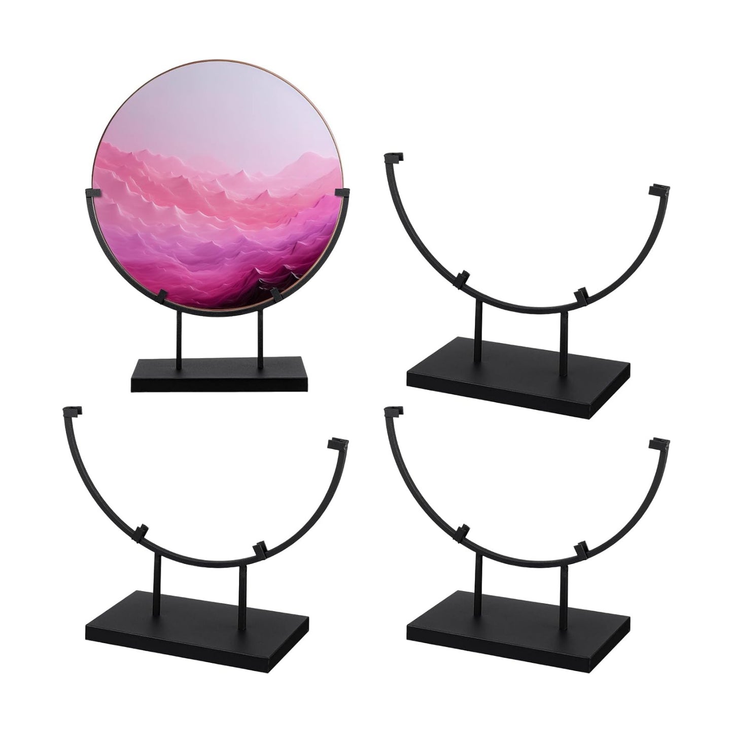 Blulu 4 PCS 10 Inch Round Metal Display Stands for Stained Glass Fused Glass Art Easel Display Stands Decorative Plate
