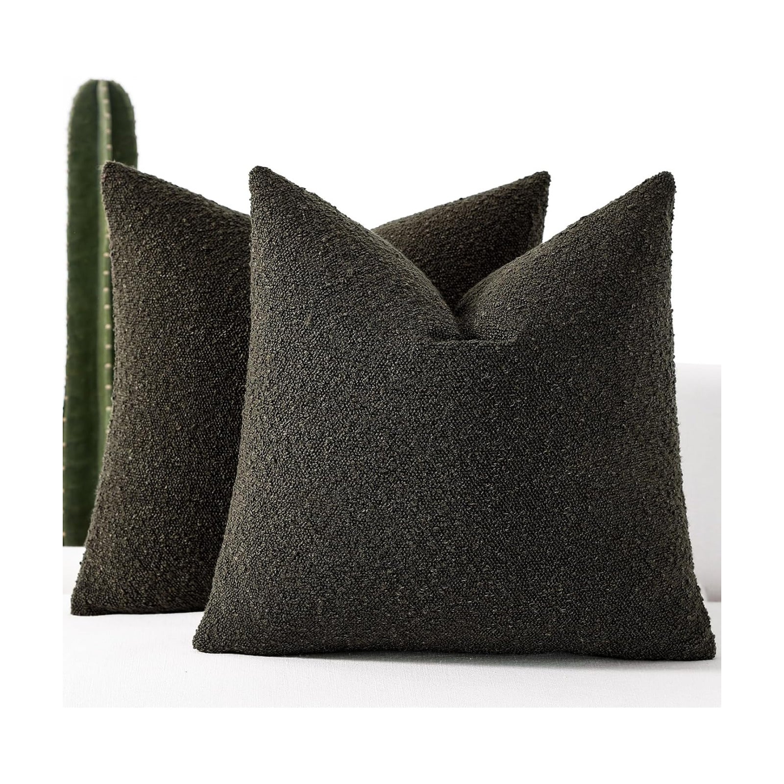 Boucle Decorative Throw Pillow Covers / Dark Coffee / 24 x 24 / Set of 2