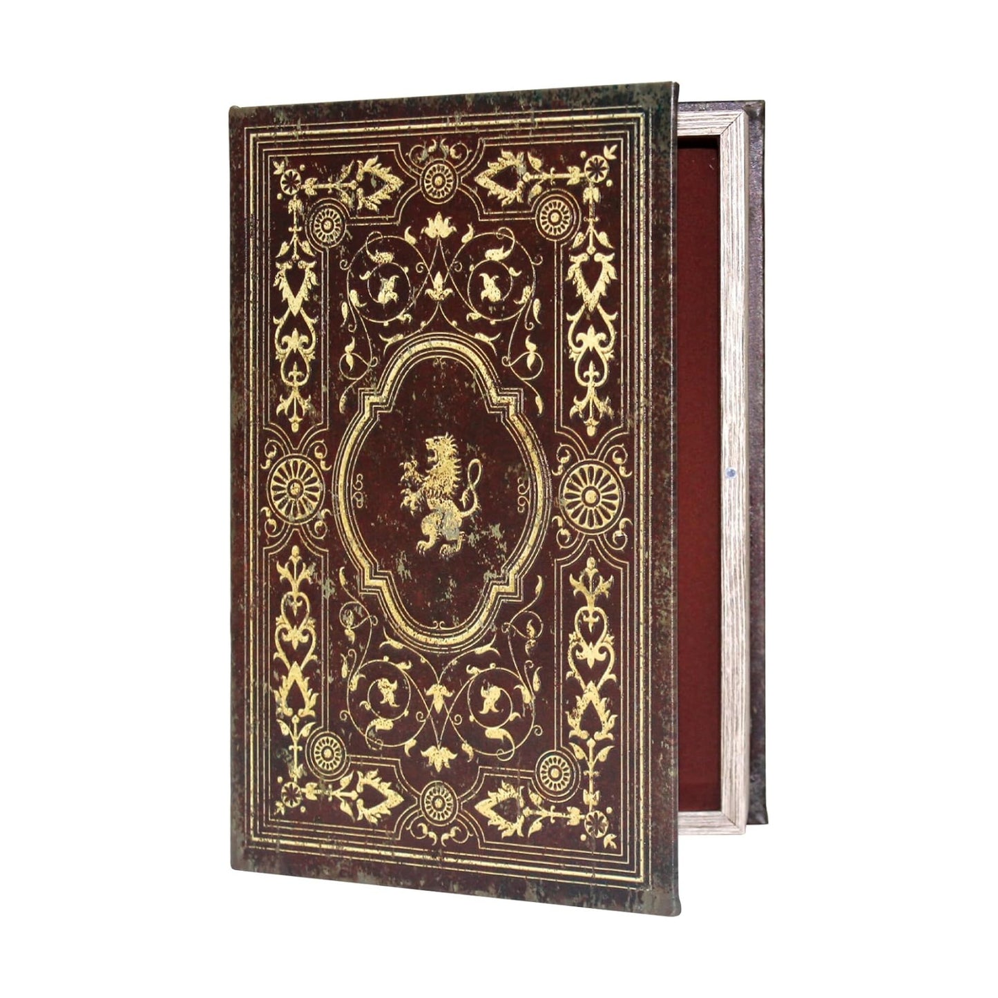 Faux Leather Decorative Book Storage Box / Lion Badge