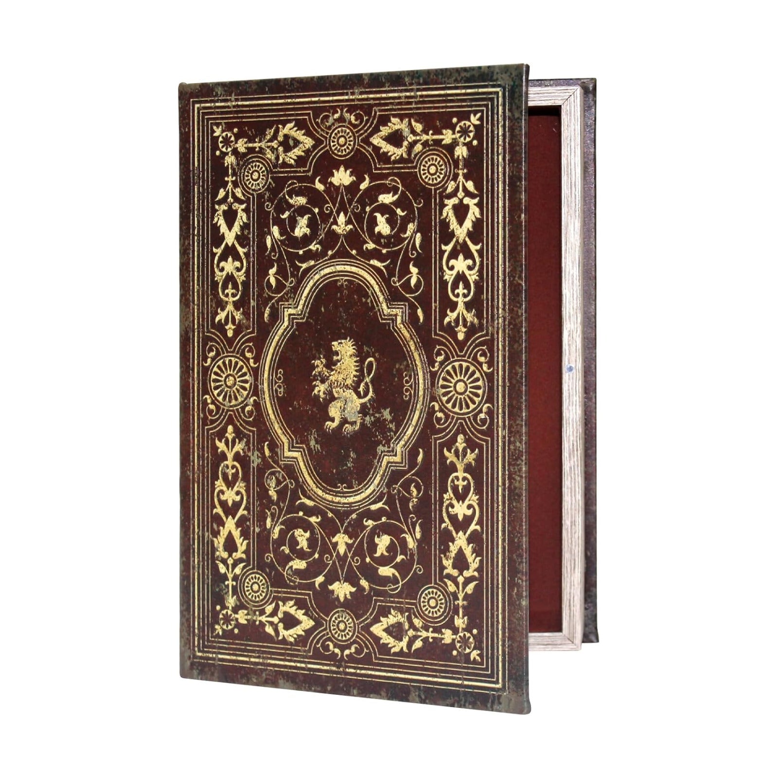 Faux Leather Decorative Book Storage Box / Lion Badge