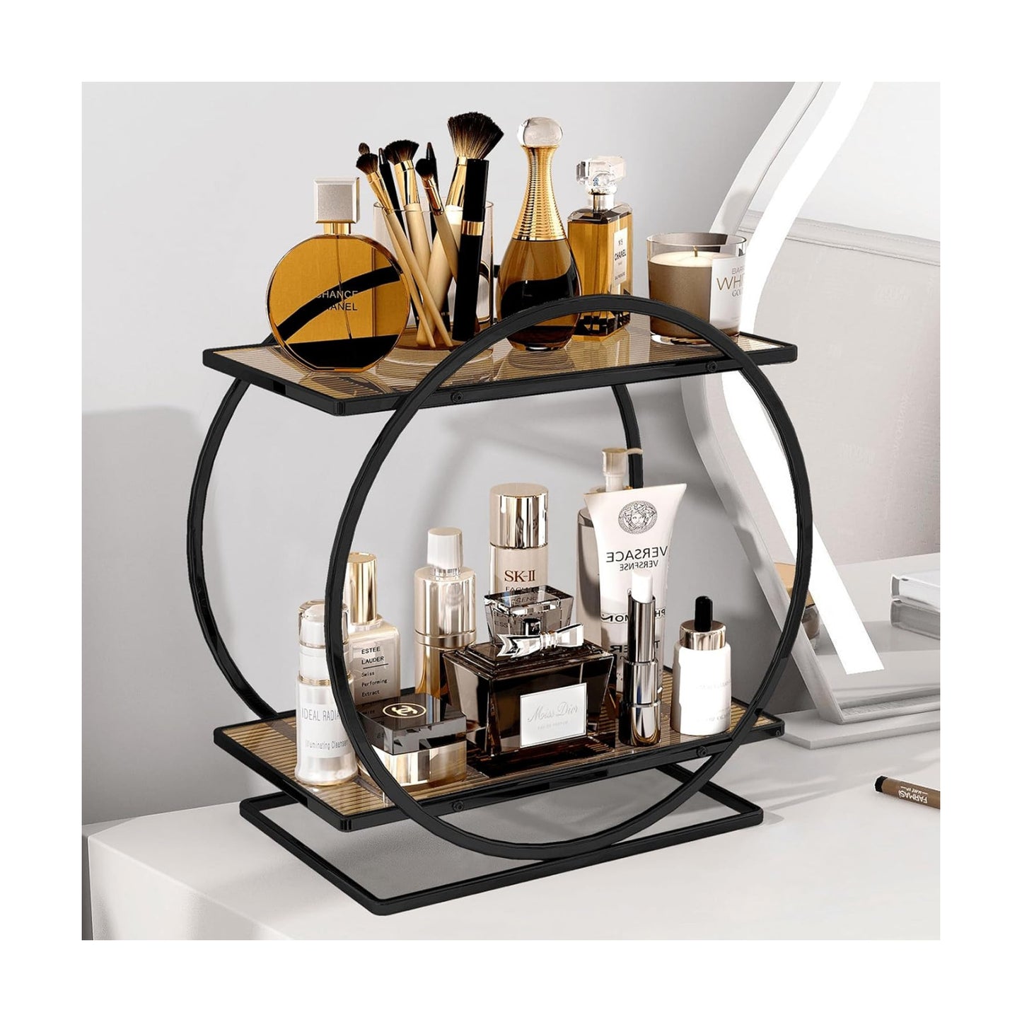 Bathroom Organizer / Perfume Organizer for Dresser / Black Brown
