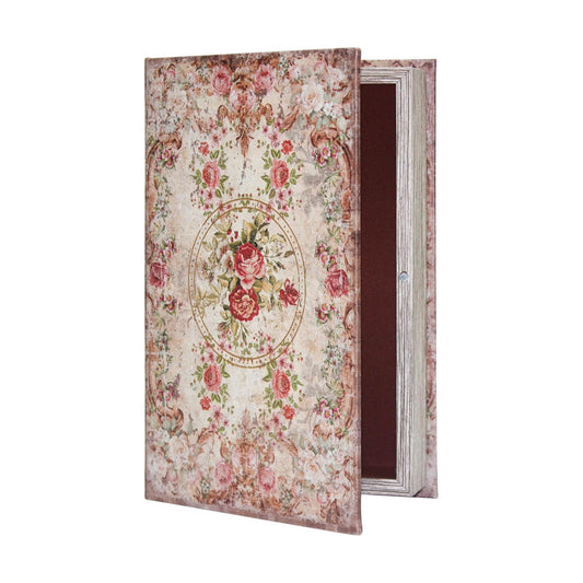 Book Box Decorative Storage Box Faux Wood / Rose Pattern