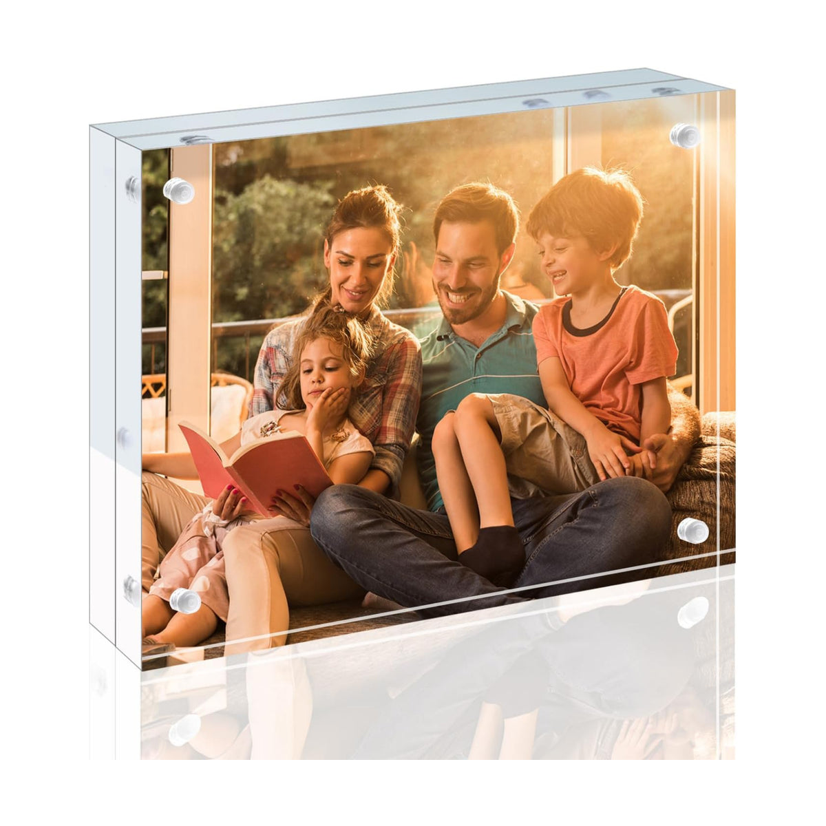 Egofine 3.5x5 Acrylic Frame 6 Pack, 20mm Thicker Frameless Clear Picture Frame, Double Sided Magnetic Picture Frame