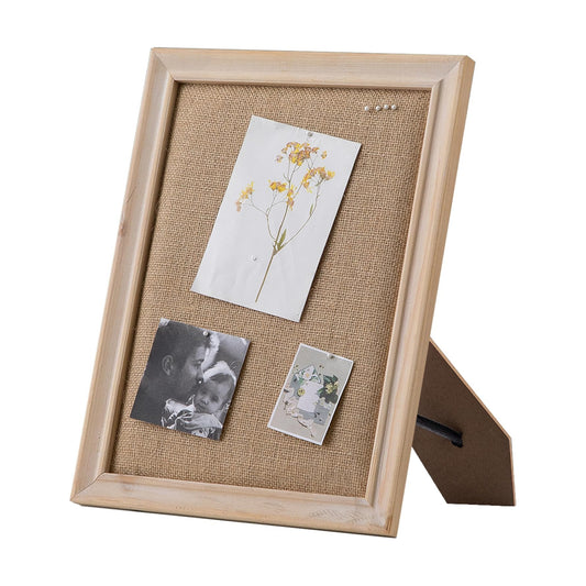 Stand / Small Linen Desk Bulletin Board / Linen / Brown / 12 x 16
