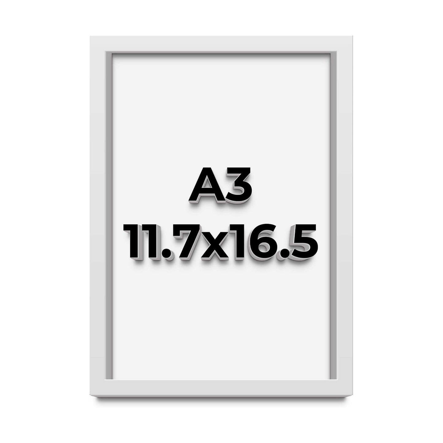 A3 11.7x16.5 Shadow Box White Solid Pine Wood Picture Frame with Acid-Free Backing UV Acrylic & Hanging Hardware with