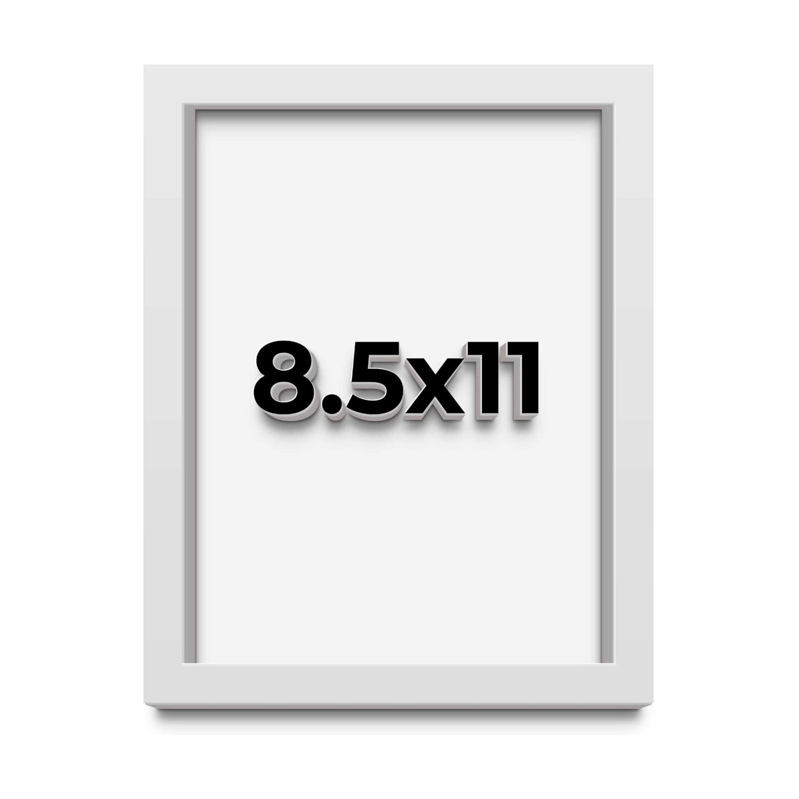 8.5x11 Shadow Box White Solid Pine Wood Picture Frame with Acid-Free Backing UV Acrylic & Hanging Hardware with 0.75