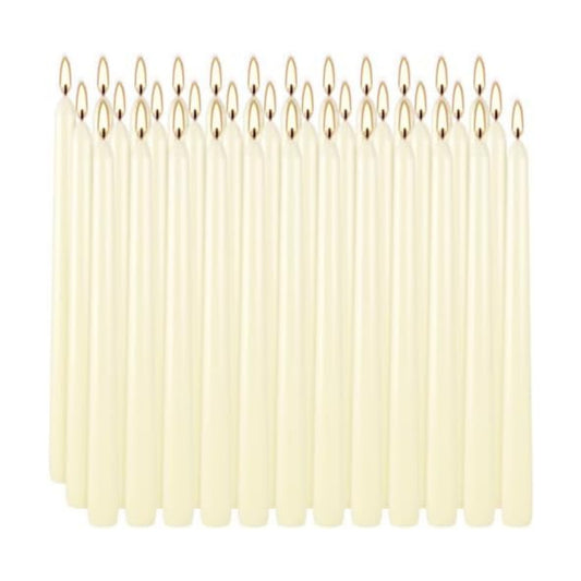 YOROXRG 36 Pack Ivory White Taper Candles, 7-8 Hours Burn Time, Unscented, Smokeless and Dripless, 0.8 x 10 Inch Dinner Candle Set for Household, Wedding, Party and Home Décor Candlesticks