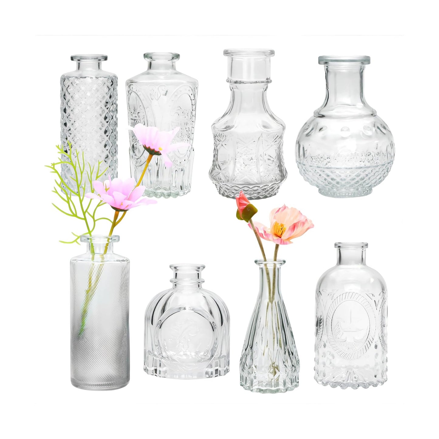 Glass Bud Vase in Bulk / Clear / Set of 8