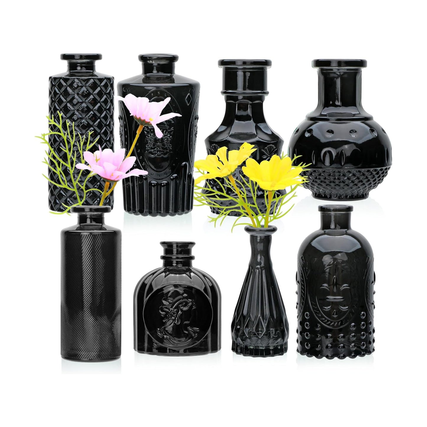 Glass Bud Vase in Bulk / Black / Set of 8
