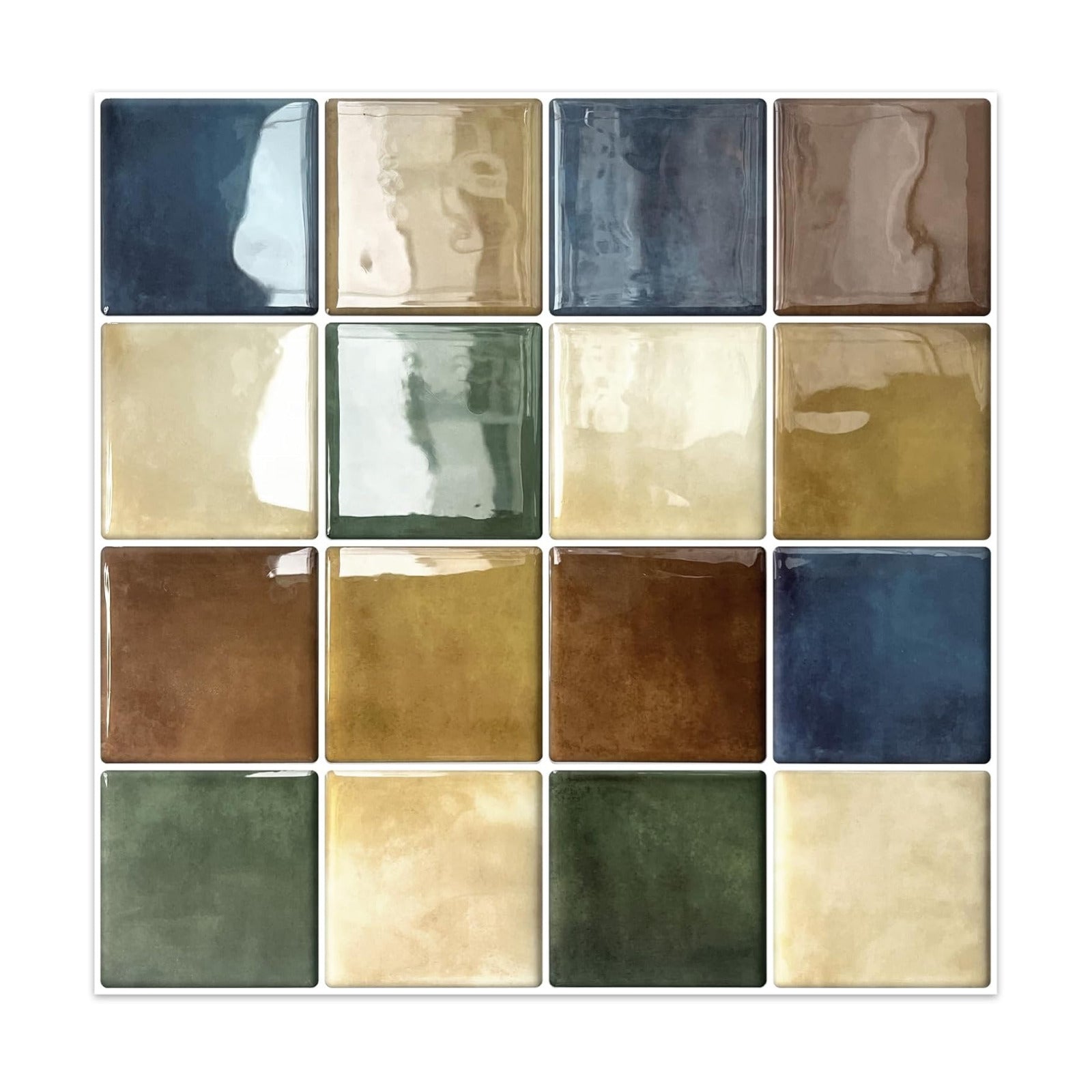 Colorful Peel and Stick Backsplash Tiles Kitchen Bathroom Square Self Adhesive Wall / Multicoloured