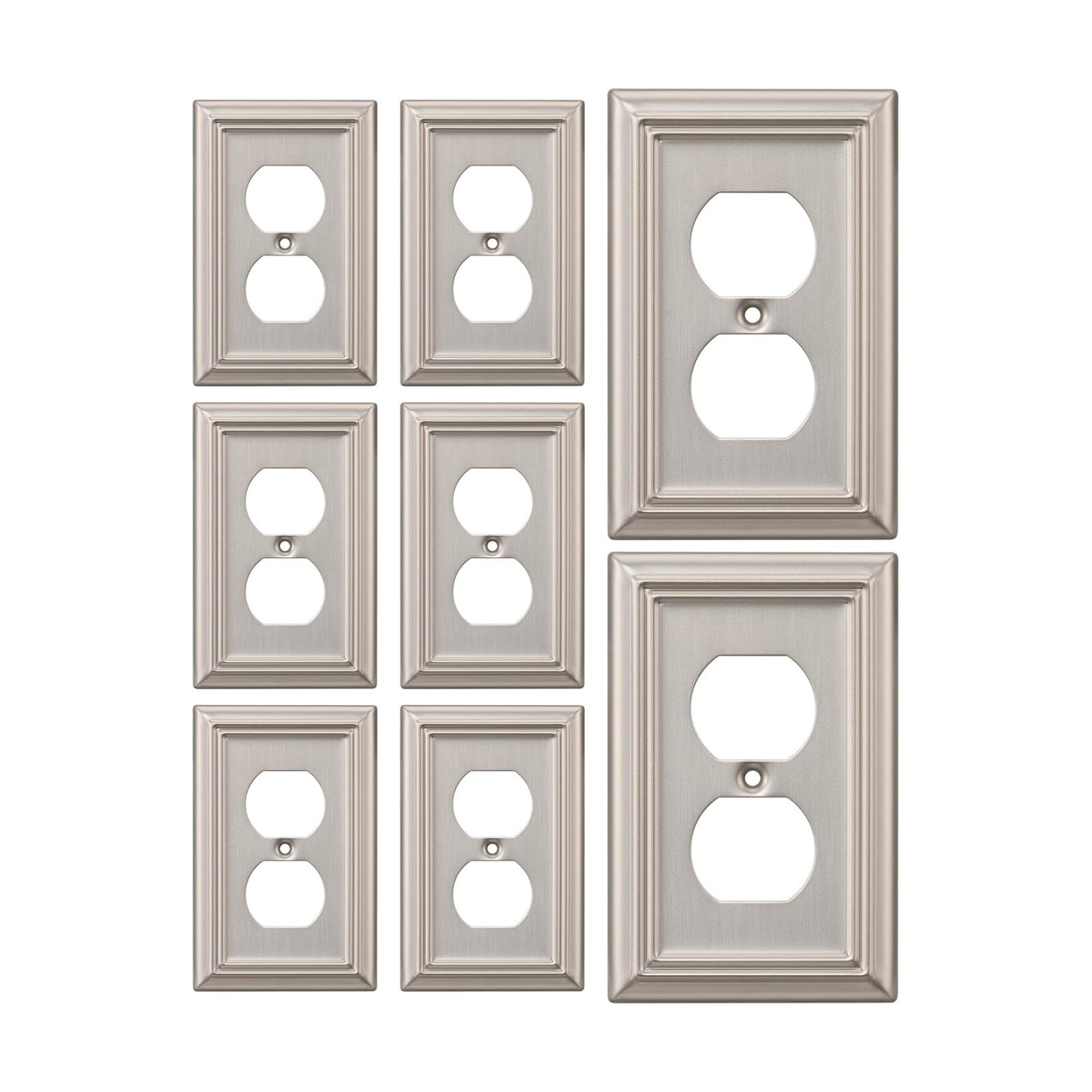 DEWENWILS Metal Wall Plate, Decorative Light Switch Cover Brushed Nickel | 8 Pack, 4.90" x 3.15", Stylish Outlet Cover