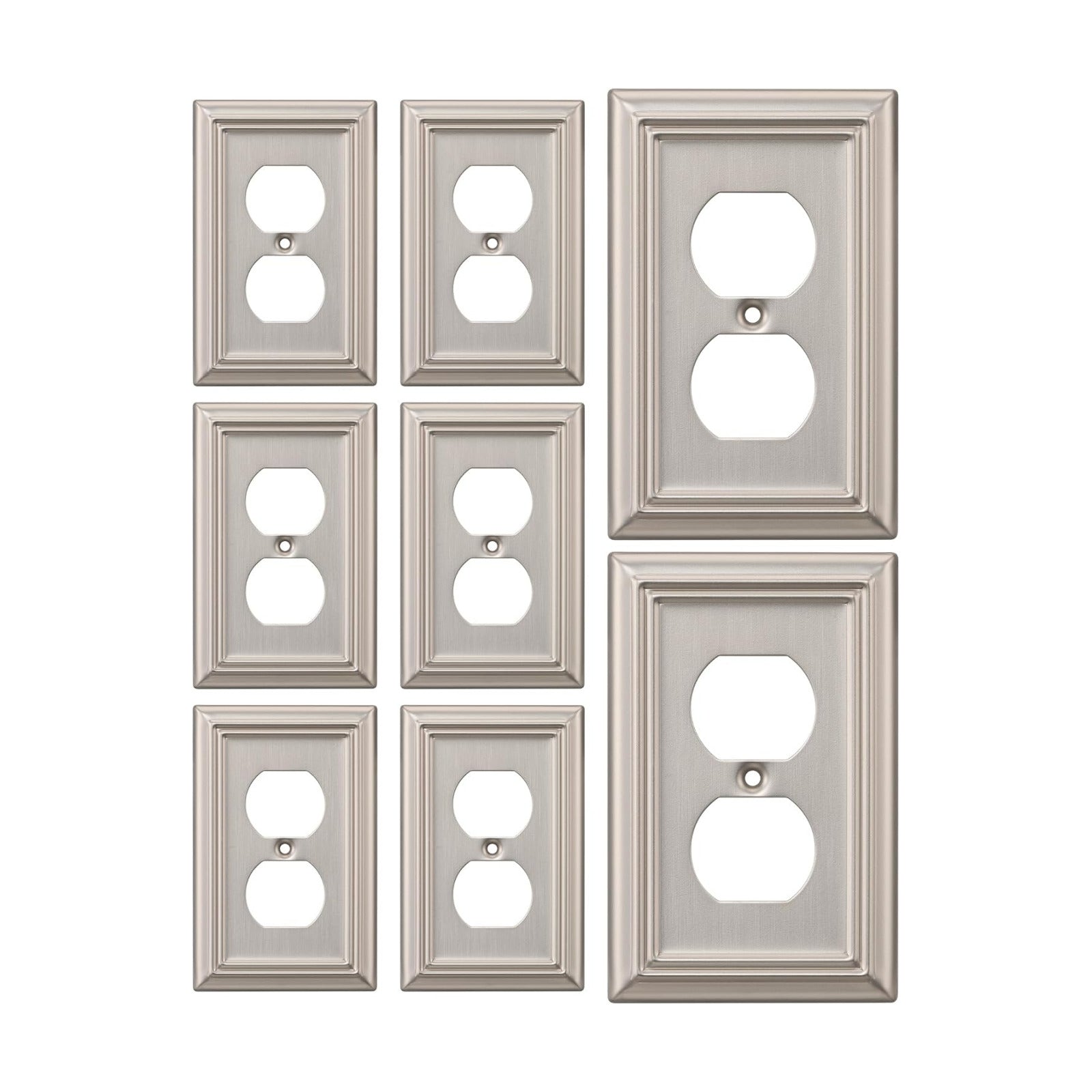 DEWENWILS Metal Wall Plate, Decorative Light Switch Cover Brushed Nickel | 8 Pack, 4.90" x 3.15", Stylish Outlet Cover
