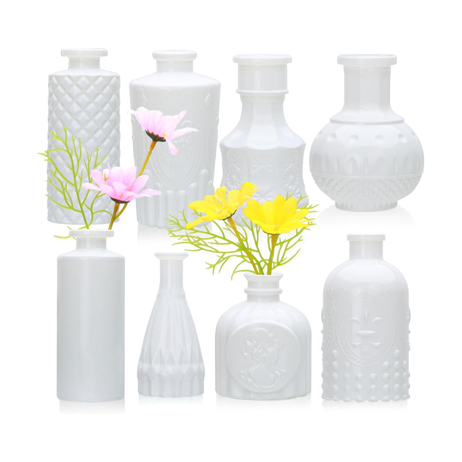 Glass Bud Vase in Bulk / White / Set of 8