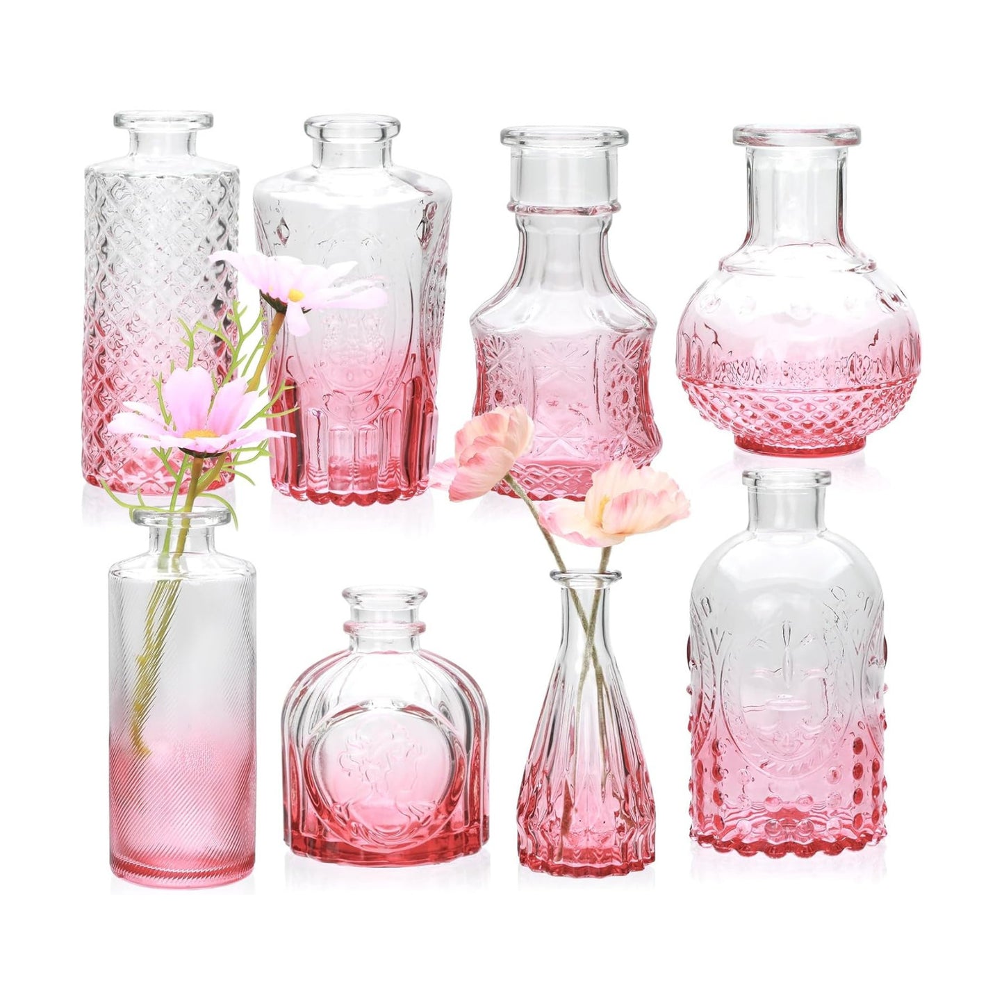 Glass Bud Vase in Bulk / Pink / Set of 8