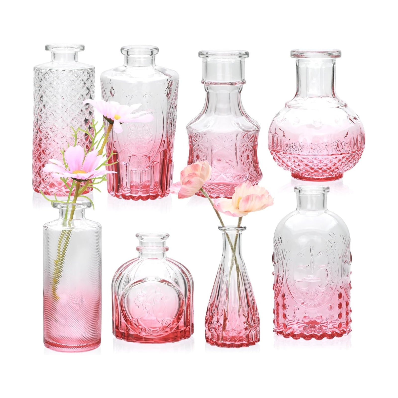 Glass Bud Vase in Bulk / Pink / Set of 8