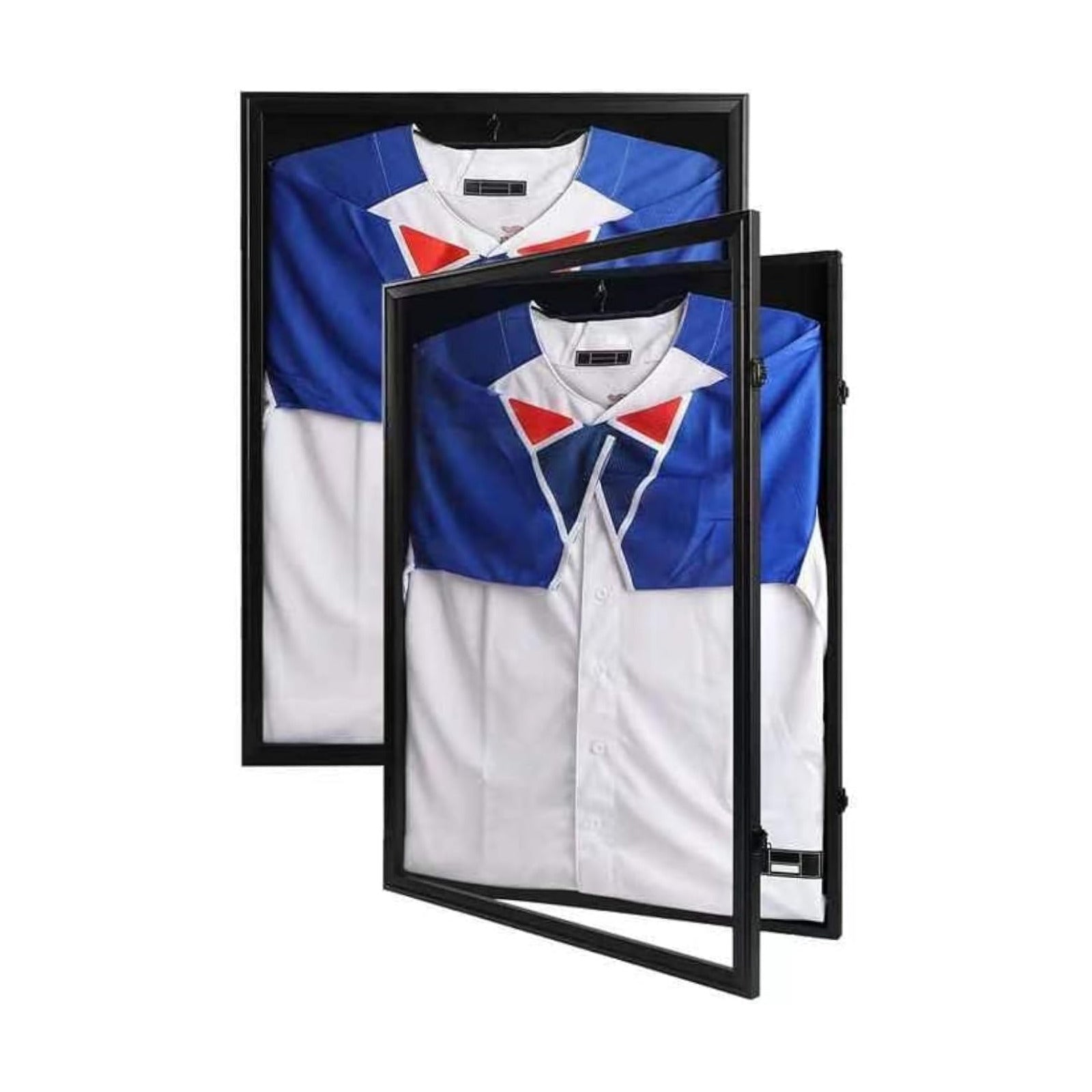 IHEIPYE Jersey Frame Display Case 2 Pack Large Shadow Box Lockable, Black | Black Lock, UV Protection, Hanger, Baseball