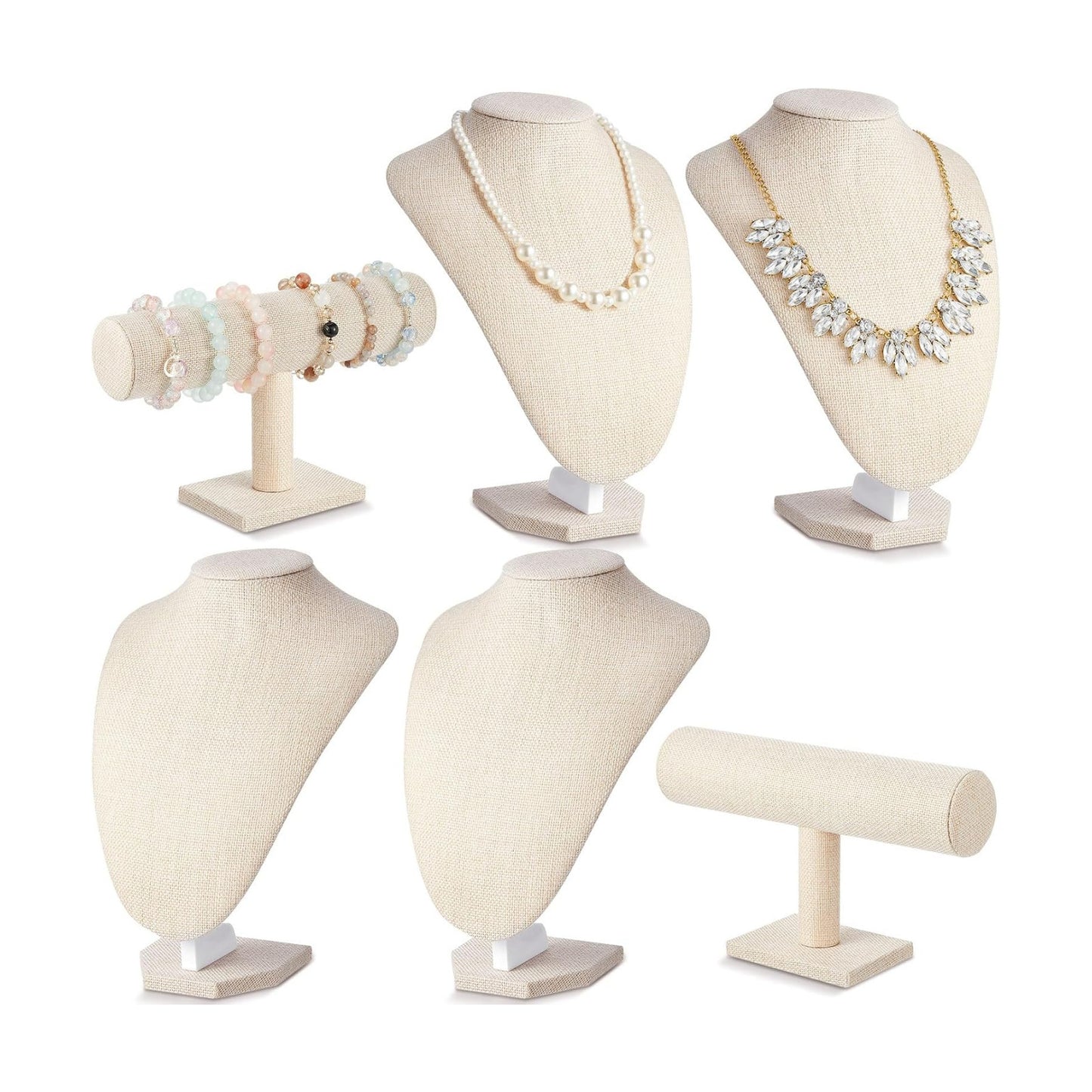 Jewelry Display Set Necklace Display Stand T Bar Bracelet Holder Jewelry / Linen / Flax / Set of 6