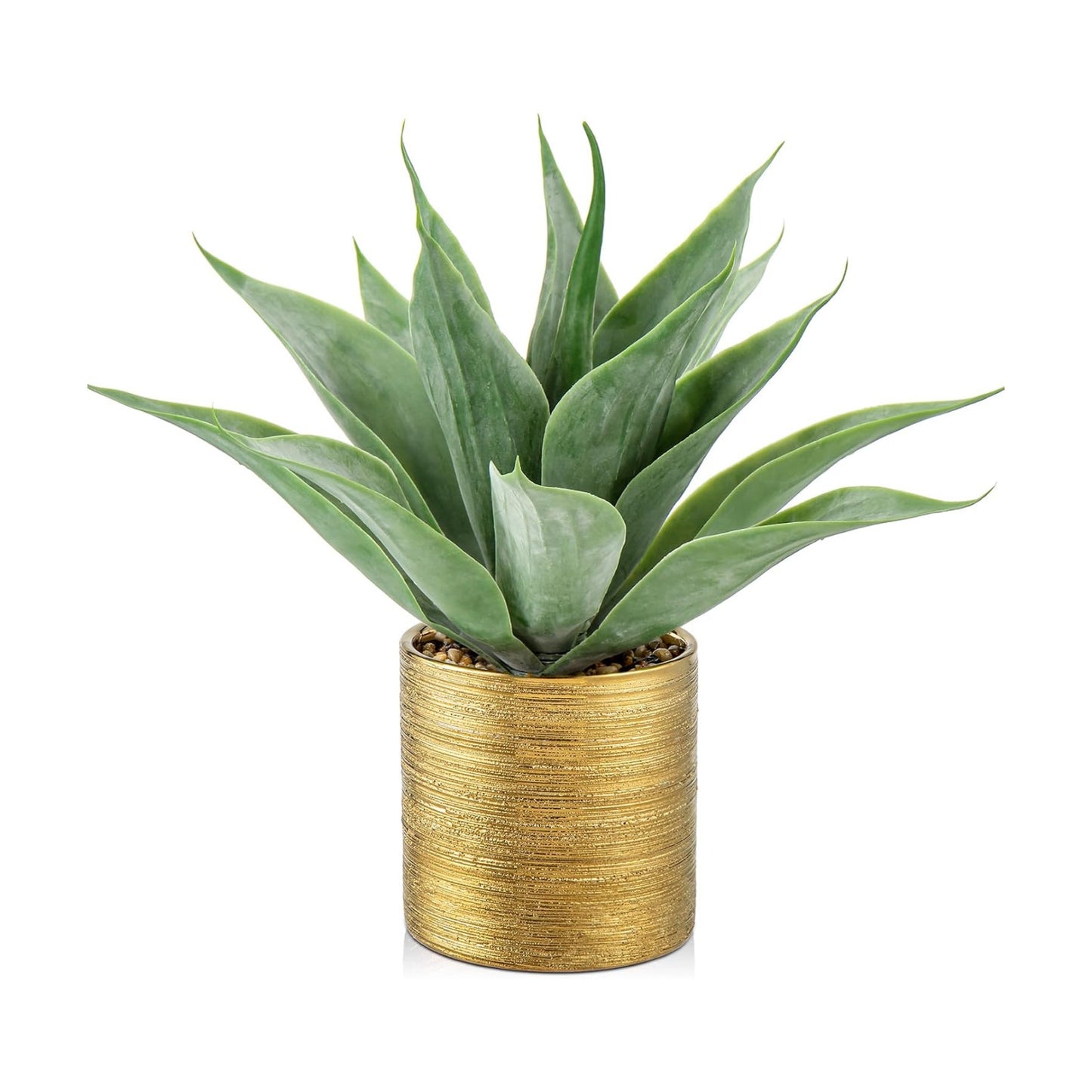 Large Faux Agave Plants Artificial Aloe Plant Fake Succulent Plants in Pot / Agave -brushed Gold