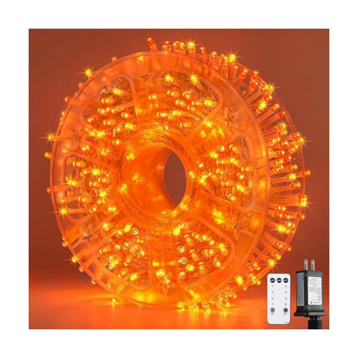 JMEXSUSS 400 LED Orange Lights for Halloween Decor, Plug in with Remote
