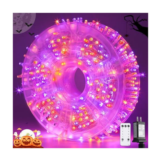 JMEXSUSS 400LED Orange and Purple Halloween Lights Indoor Outdoor