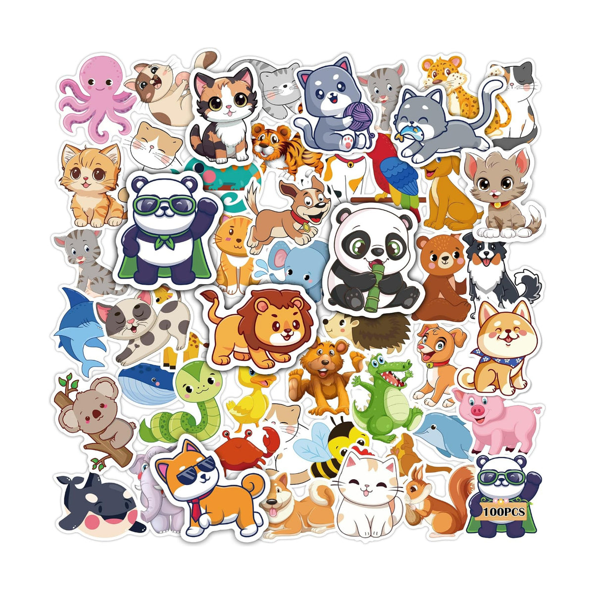 Back to School Supplies - 100 PCS Water Bottle Stickers for Kids,Cute Animal Aesthetic Sticker Pack - Vinyl Kawaii Stickers for Girls Boy Classroom Prizes,Party Favors for Scrapbook, Laptops, Journal