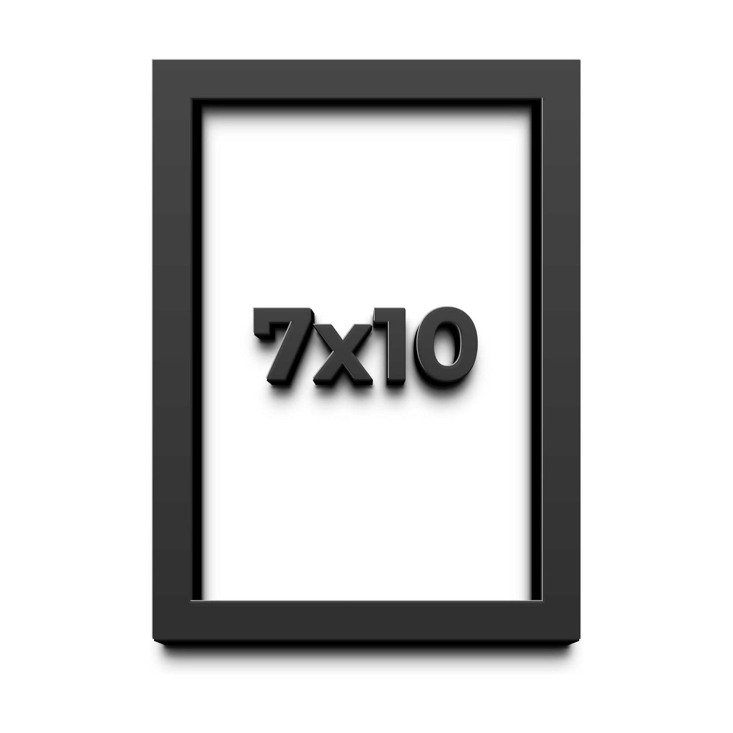 7x10 Shadow Box Black Solid Wood Display Frame with White Acid-Free Backing UV Acrylic & Hanging Hardware - with 3/4"