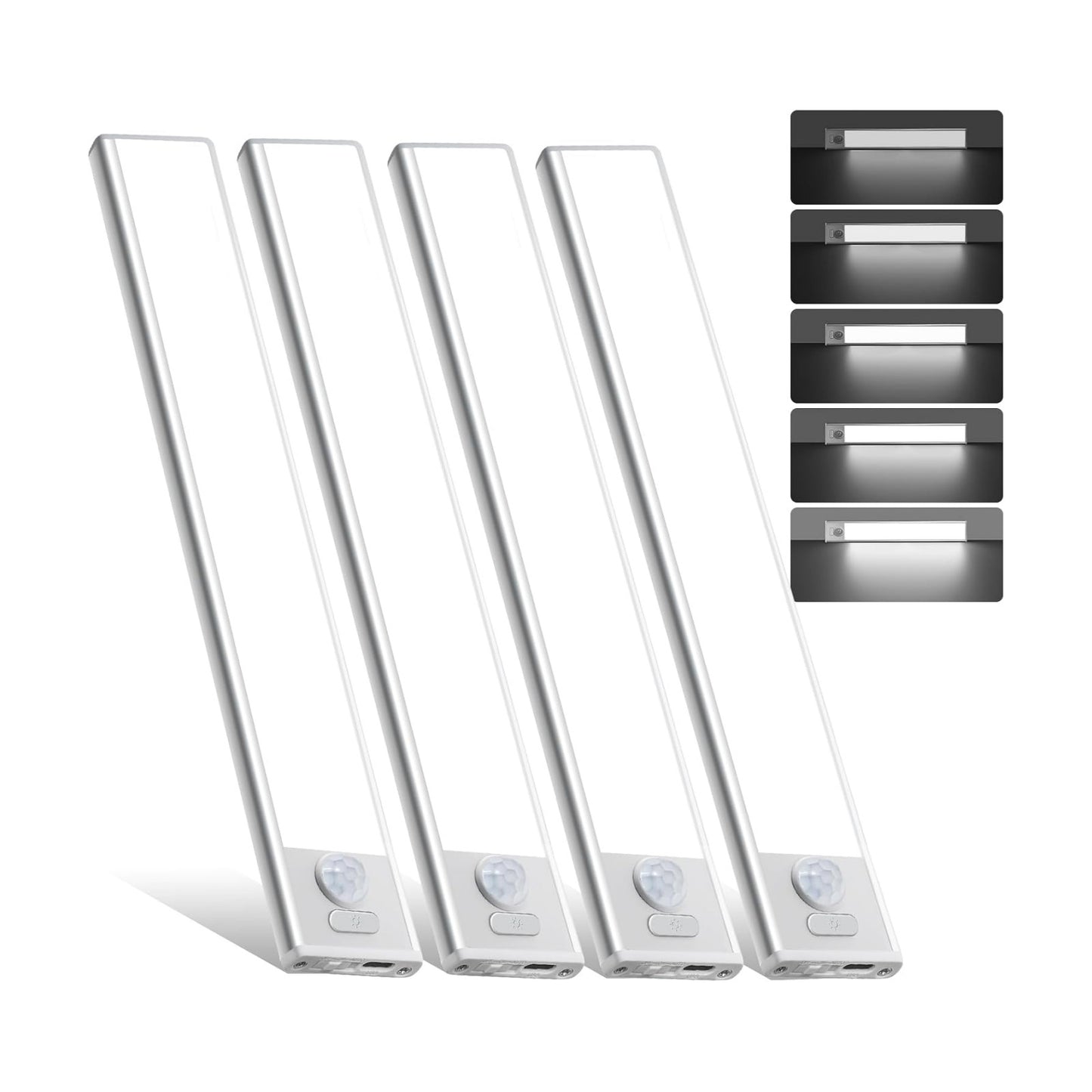 14inch Under Cabinet Lighting, 4 Pack Rechargeable Motion Sensor Light Indoor, Wireless Dimmable Magnetic Closet