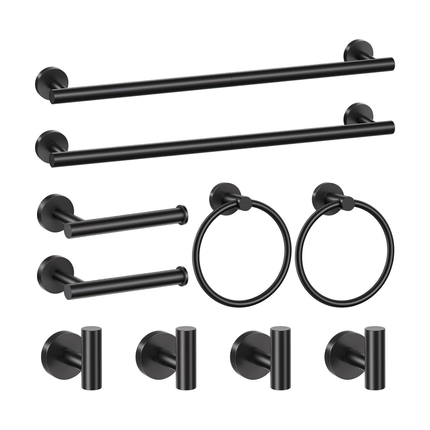 Matte Black Towel Bar Set 10 Pieces Bathroom Hardware Accessories Set Towel Rack Set for Bathroom SUS304 Stainless