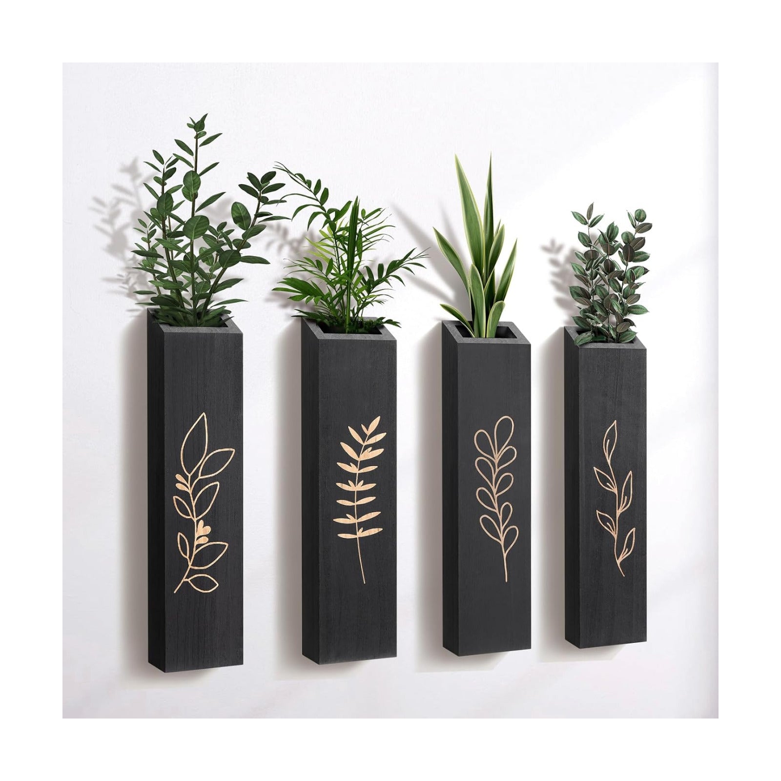 Wood Wall Planter / Black / Set of 4