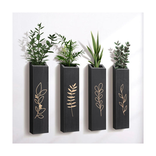 Wood Wall Planter / Black / Set of 4