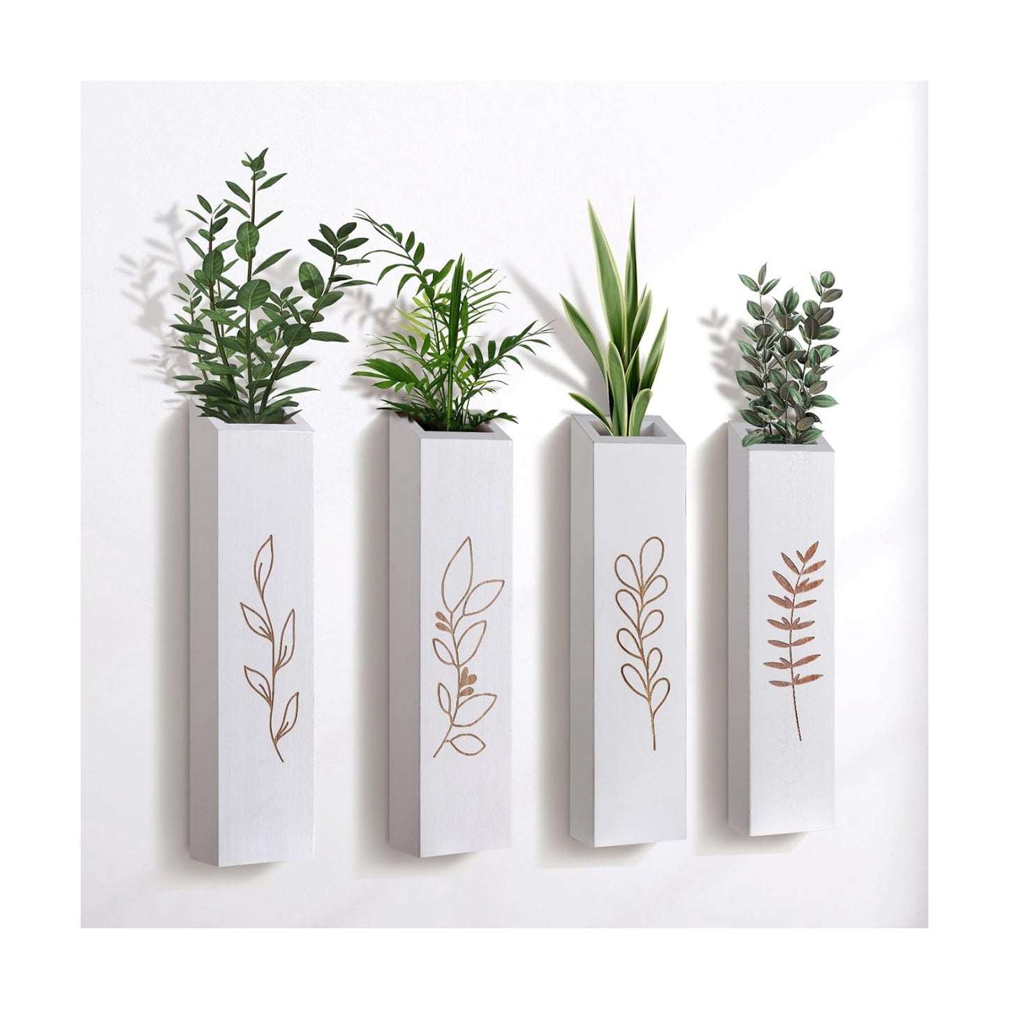 Wood Wall Planter / White / Set of 4