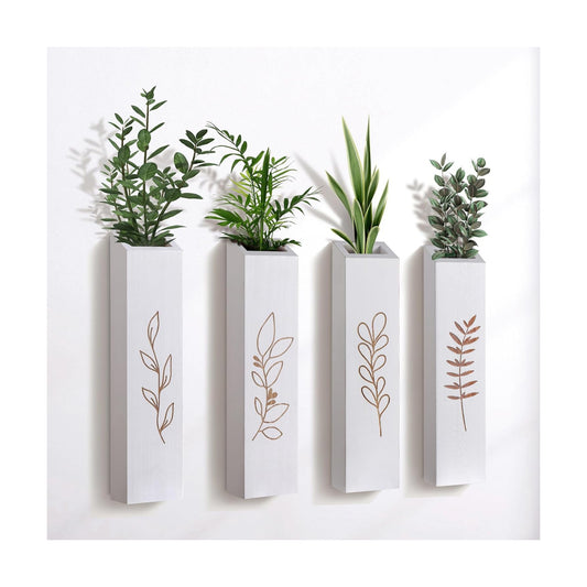 Wood Wall Planter / White / Set of 4