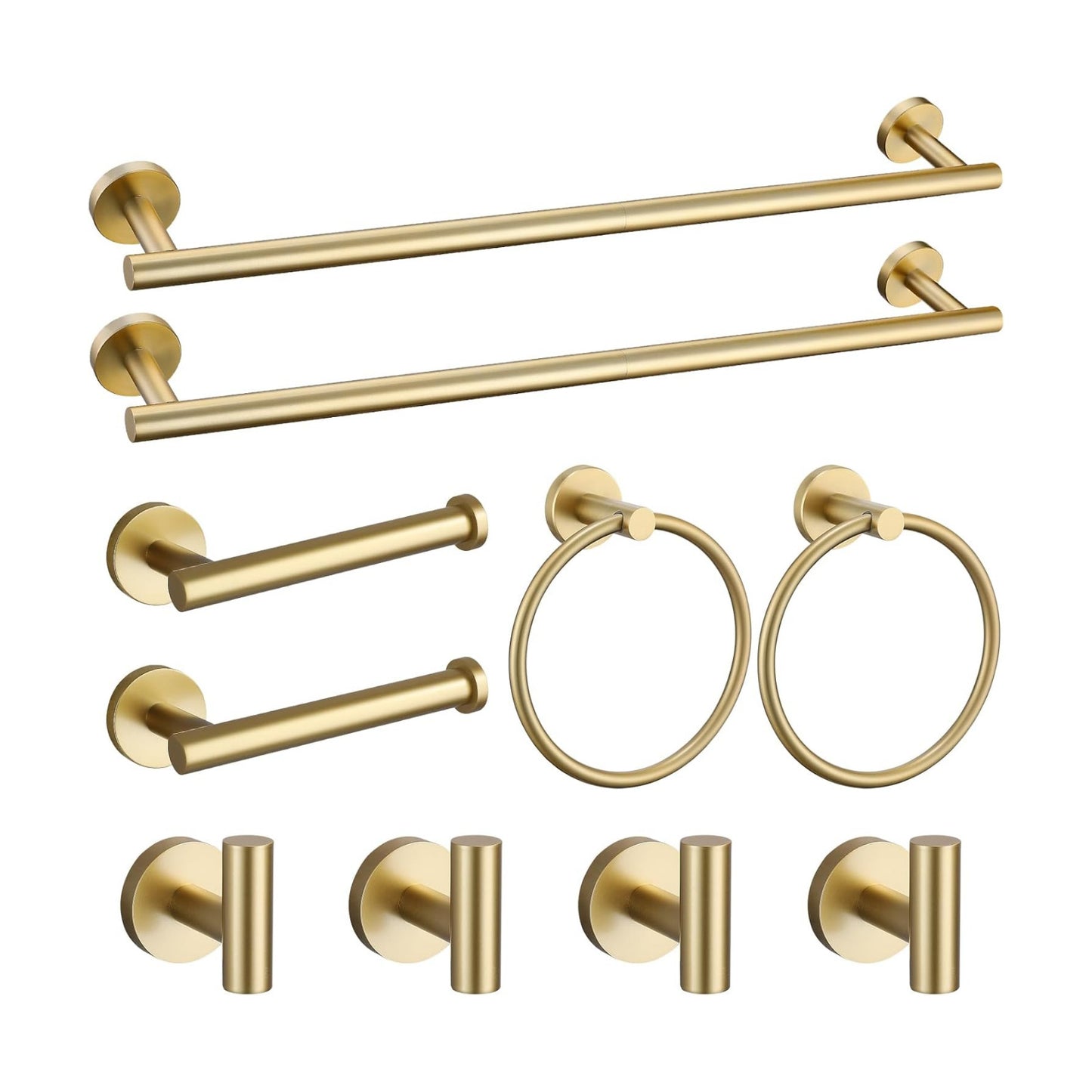 Brushed Gold Towel Bar Set 10 Pieces Bathroom Hardware Accessories Set Towel Rack Set for Bathroom SUS304 Stainless