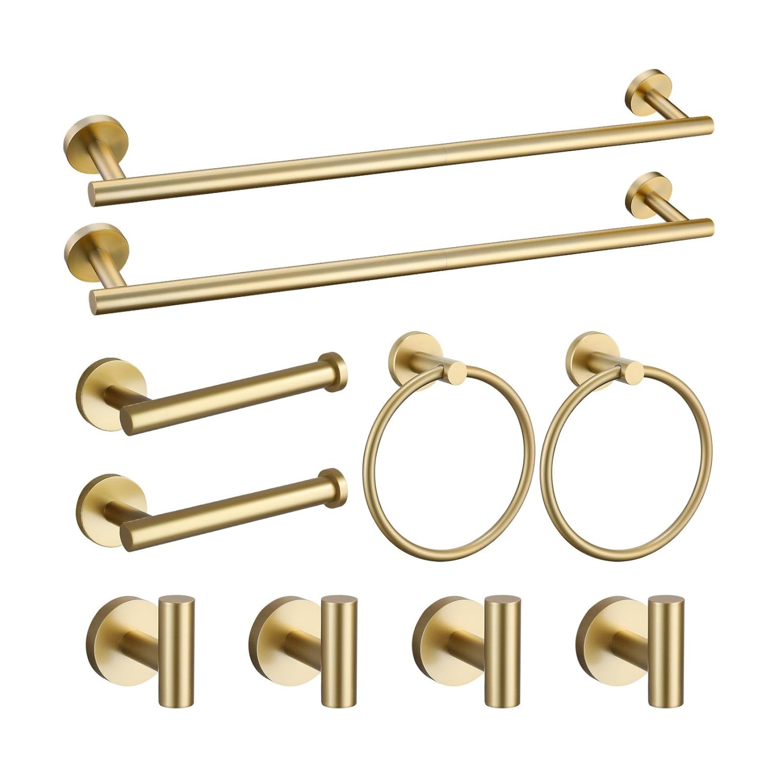 Brushed Gold Towel Bar Set 10 Pieces Bathroom Hardware Accessories Set Towel Rack Set for Bathroom SUS304 Stainless