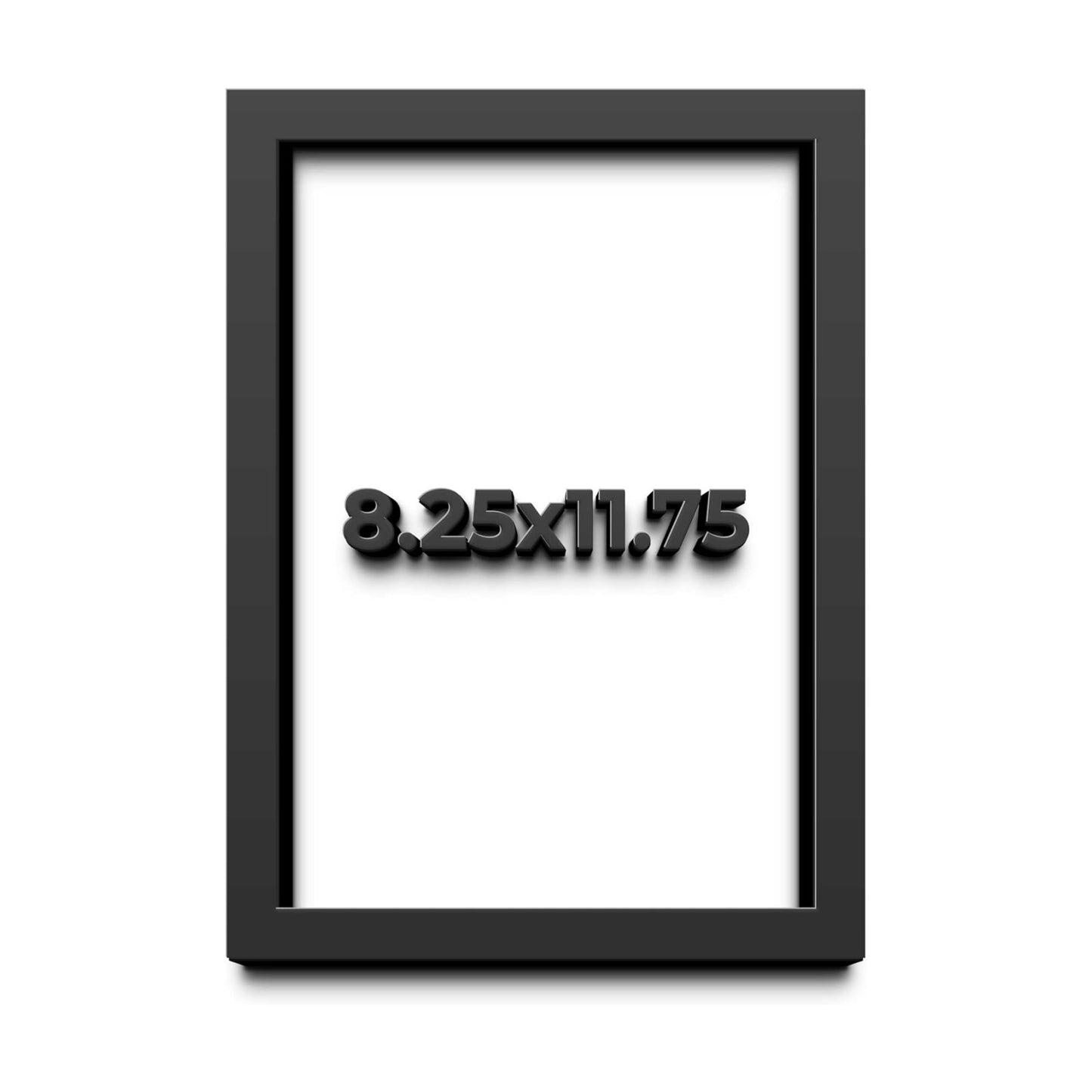 8.25x11.75 Shadow Box Black Solid Wood Display Frame with White Acid-Free Backing UV Acrylic & Hanging Hardware - with
