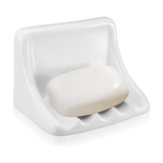 Milky Vintage Ceramic Soap Dish Retro Ceramic Holder Porcelain Soap Tray / 6.75 x 4.7