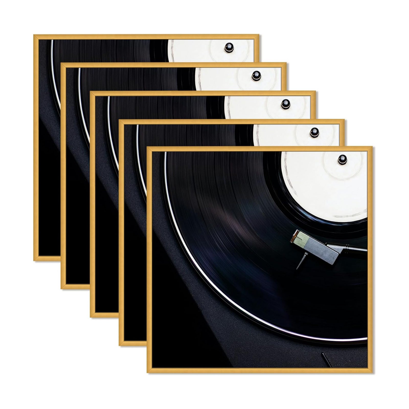 Golden State Art 12.5x12.5 Bronze Aluminum Album Frame 5 Pack | Brushed Metal Vinyl Record Frame for 12'' Album Cover