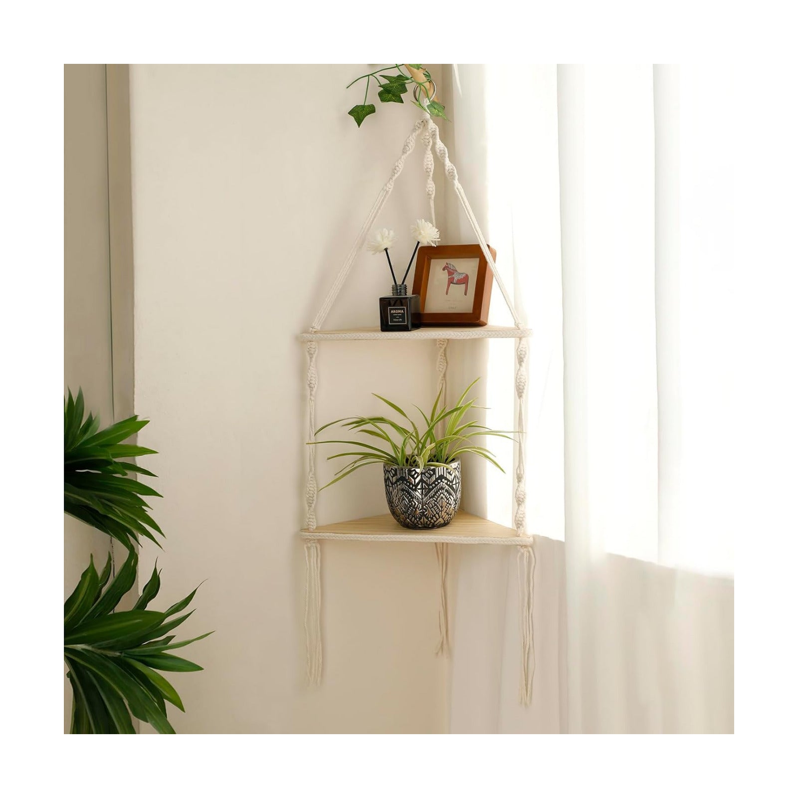 Rustic Wooden Plant / Beige - 2 Tier