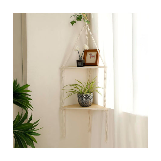 Rustic Wooden Plant / Beige - 2 Tier