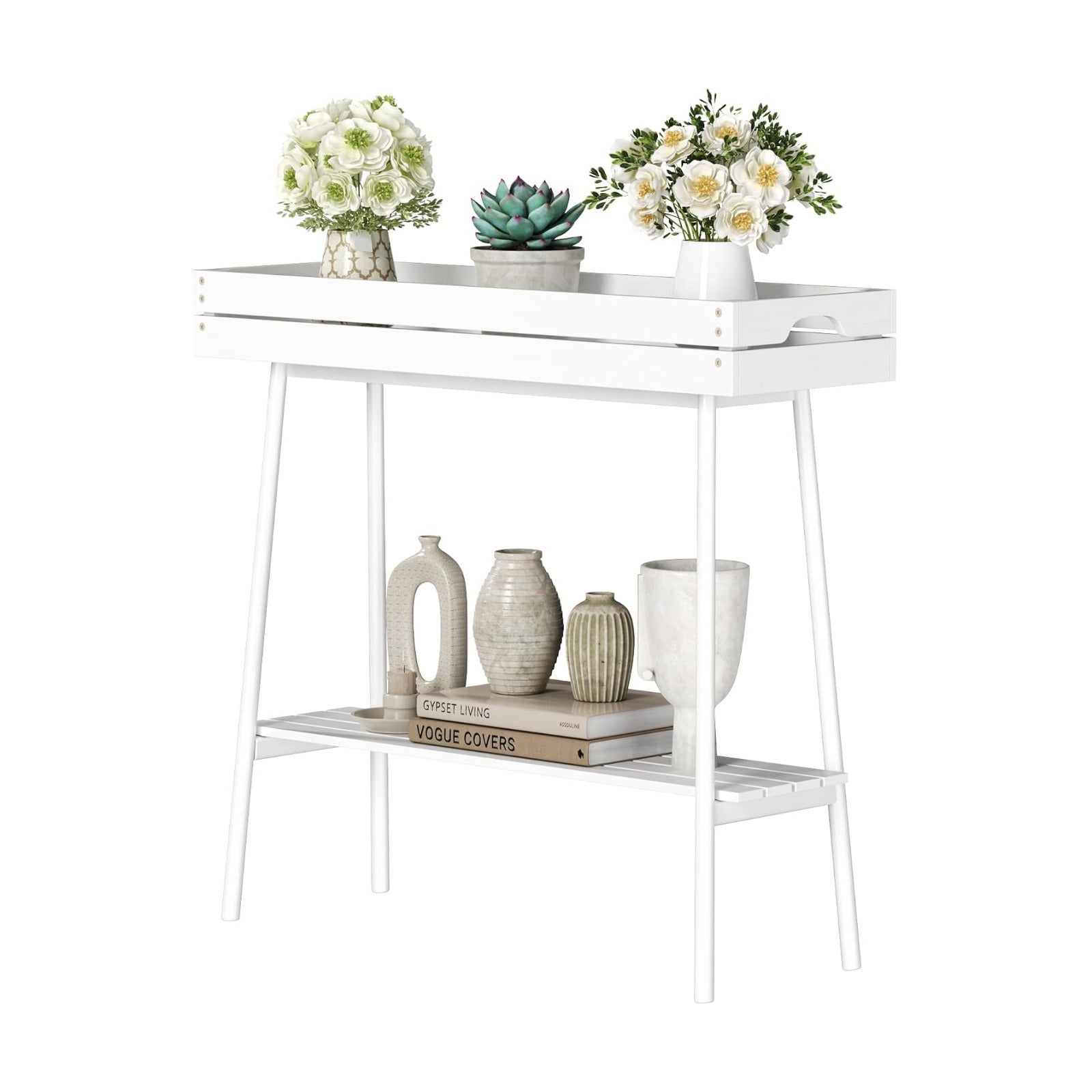 BAMBANG Bamboo Plant Stand Indoor, 2 Tier Small Plant Table, Tall Plant Stand for Indoor Plants, Window Sill Plant