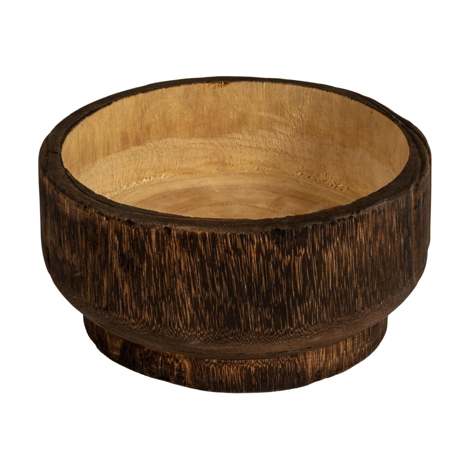 Round Paulownia Wood Decorative Bowl / Brown